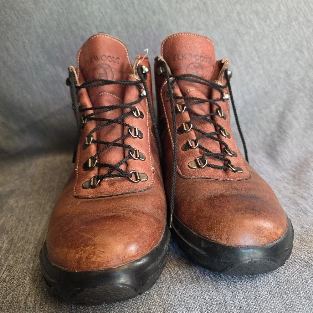 Elk Woods‎ Boots Brown Leather Men's 8.5 D Lace Up Hiking Gorpcore Outdoors Lite